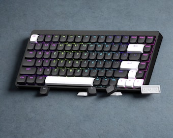 Black Keycap Set: RGB Backlit Shine Through 127 Keys, Low Profile Set, Double-Shot PBT