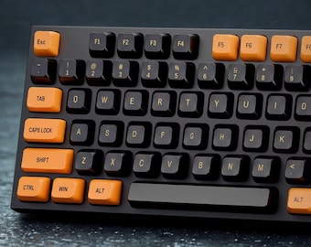 Black and Orange Keycap Set: 150 Double Shot PBT Keyboard Keys