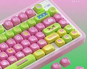 Set di tasti rosa e verdi, PBT Dye-Sub, tasti colorati XDA Profile Girl