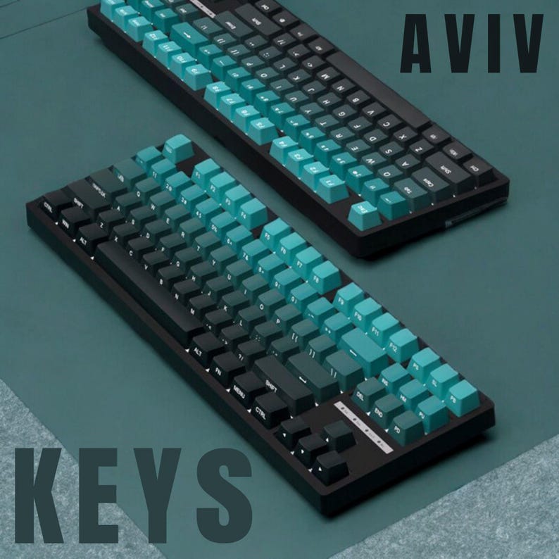 Cyan Backlit Keycap Set RGB Shine Through PBT Double-Shot, 134-Key - Thumbnail 3