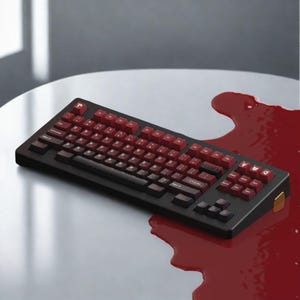 Conjunto de 152 teclas com tema de sangue, teclas vermelhas e pretas, teclas PBT, teclas com perfil Cherry, teclas estilosas, teclas para gamers.