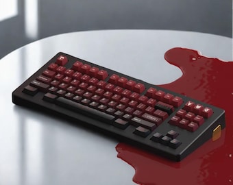 152pcs Blood Theme Keycaps Set, Red and Black Keycaps Set, PBT Keycaps, Cherry Profile Keycaps, Cool Keycap, Gamer Keycap,