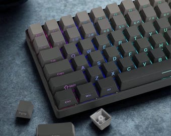 Backlit Keycap Set: Gray Gradient Side Print, PBT Cherry Profile RGB Shine Through