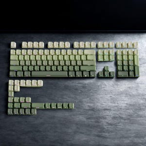 Set di tasti con sfumatura verde – Stampa laterale RGB lucida / Profilo Cherry Double-Shot PBT a 136 tasti per GK61 Keychron GMMK immagine 6