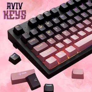 ブラック ピンク RGB シャインスルー キーキャップ セット、OEM プロファイル、130 キーボード キー、ダブル ショット PBT キーキャップ、バックライト付きキーキャップ セット、カスタム キーキャップ、かわいい