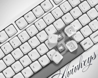 White Keycap Set: PBT Minimalist Mac-Style for Work & Office Home, Oem Profile ANSI/ISO Layout