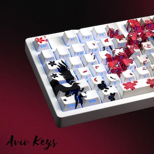 Japanese Anime Keycaps Set, RGB Shine Through Keycap, PBT Double Shot, Side Print Keycap, Cherry Profile, Backlit Keycap, Kawaii Keycap