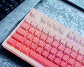 Set di tasti rosa sfumato retroilluminati RGB: 130 tasti PBT Double-Shot, profilo OEM trasparente