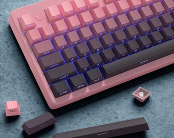 Pink Gradient Keycap Set – Side Print RGB Shine-Through | PBT Double-Shot Cherry Profile Ansi / ISO Layout