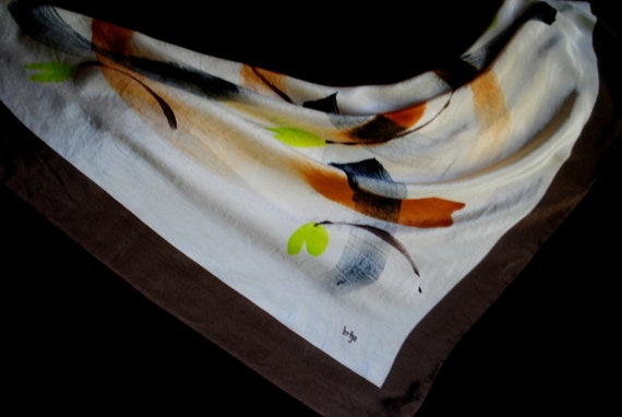 1980 vintage all silk scarf with  hand printed , … - image 1