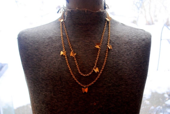 Vintage  1970, gold tone metal , three necklace i… - image 3