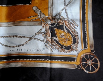 Luxurious Vintage 1970, Fine Silk Scarf With a Shields Images. by