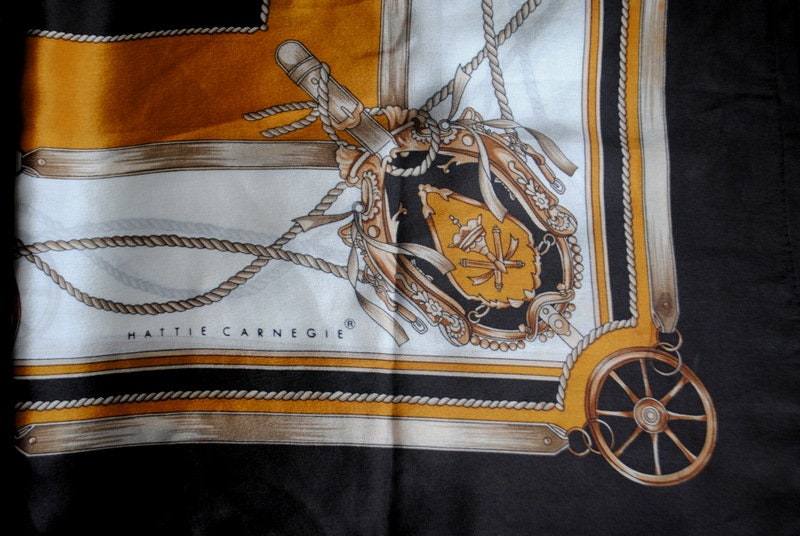 Luxurious Vintage 1970, Fine Silk Scarf With a Shields Images. by