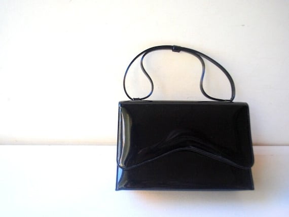 1960 vintage  black glossy black patent , cushion… - image 2