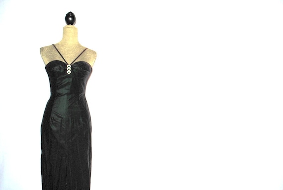 Glamour vintage 70s deep forest green velvet, max… - image 3