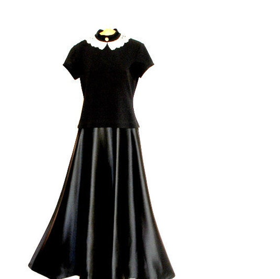 Victorian style vintage 80s black maxi gown with s