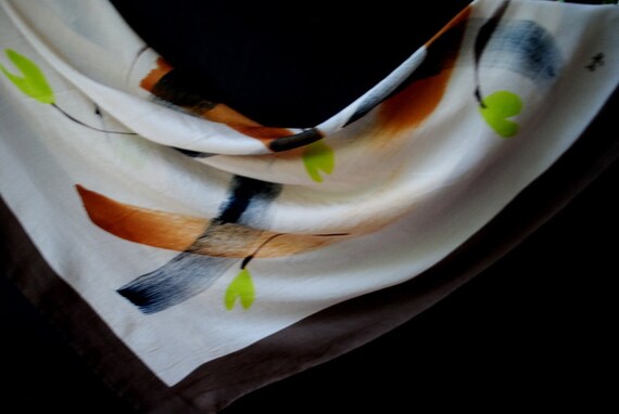 1980 vintage all silk scarf with  hand printed , … - image 6