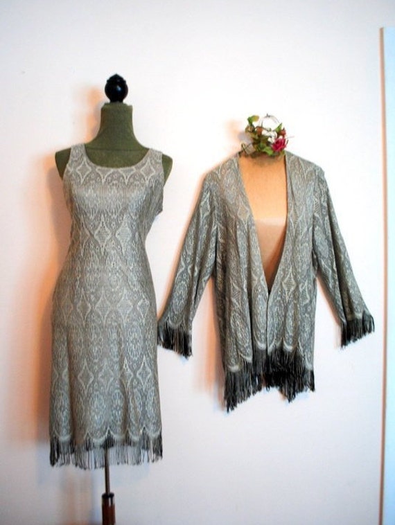 Flapper style vintage 90s,  lace suite: sleeveles… - image 10