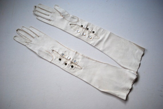 Gatsby  vintage 1920, off white, kid leather,  su… - image 7