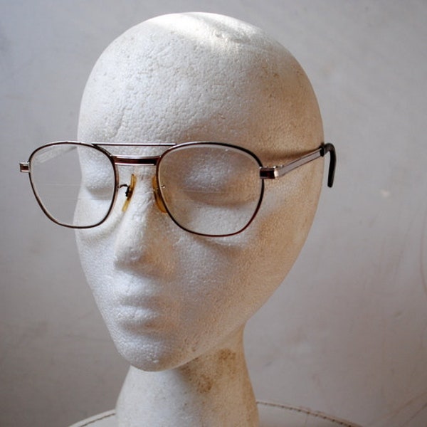 Retro vintage 60s, silver tone metal frame, aviator  style, safety optical, 3 focal  eye glasses. Made by 787-  Titmus, 5 1/2.