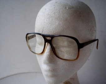 1970 vintage ,brown faux tortoise , aviator style , bifocal , optical lenses eye glasses. By  Terri Brogam, # 8730, Germany.