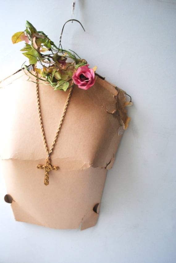 Boho vintage 70s, gold tone metal necklace with  … - image 5