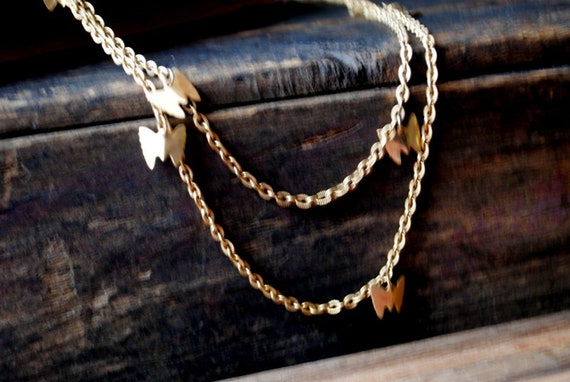 Vintage  1970, gold tone metal , three necklace i… - image 4