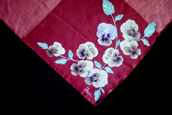 1960 vintage  , terracotta  silk  blend scarf wit… - image 8