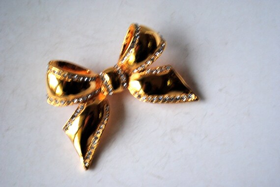 Statement  vintage 80s,   gold tone metal, 3 d  b… - image 6