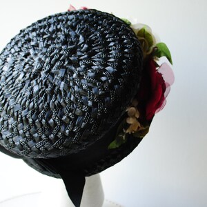 Glamour Vintage 60s Black Straw-raffia Hat With a Short Bron and ...