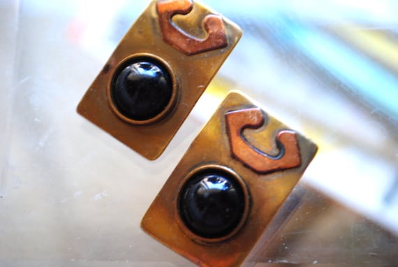 1960  vintage , mod style , rectangular  bronze c… - image 4