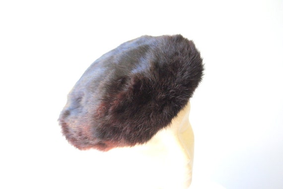 Genuine Fur Beret, Vintage Vintage 1960s Mid Century Rabbit Fur Hat Real Fur Beret  main image 4