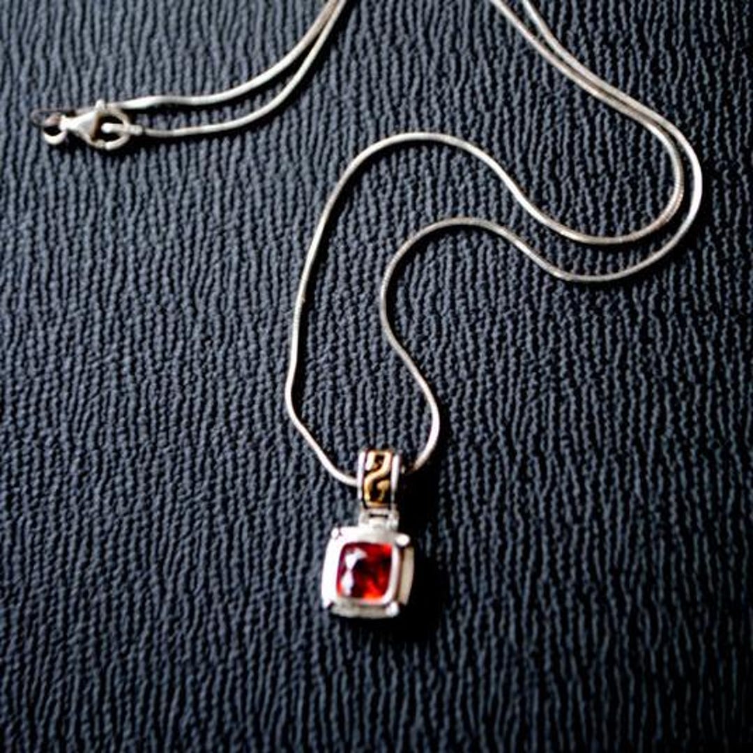 masses　 SILVER NECKLACE 2000 Sterling Silver 925 Snake Shape Chain Necklace With Red