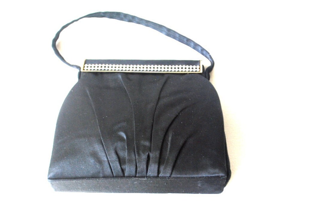Glamour Vintage 50s Black Satin Art Deco Style small Bag - Etsy