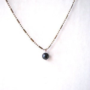 Mod Vintage 60er Jahre, Silber 750, versilbert Kette mit einem echten Tahiti-Perle.