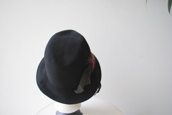 Luxurious vintage 80s black wool  ,vagabond fedor… - image 4