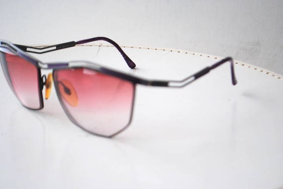 Vintage 1980 Aviator Sunglasses, Purple Optical S… - image 3