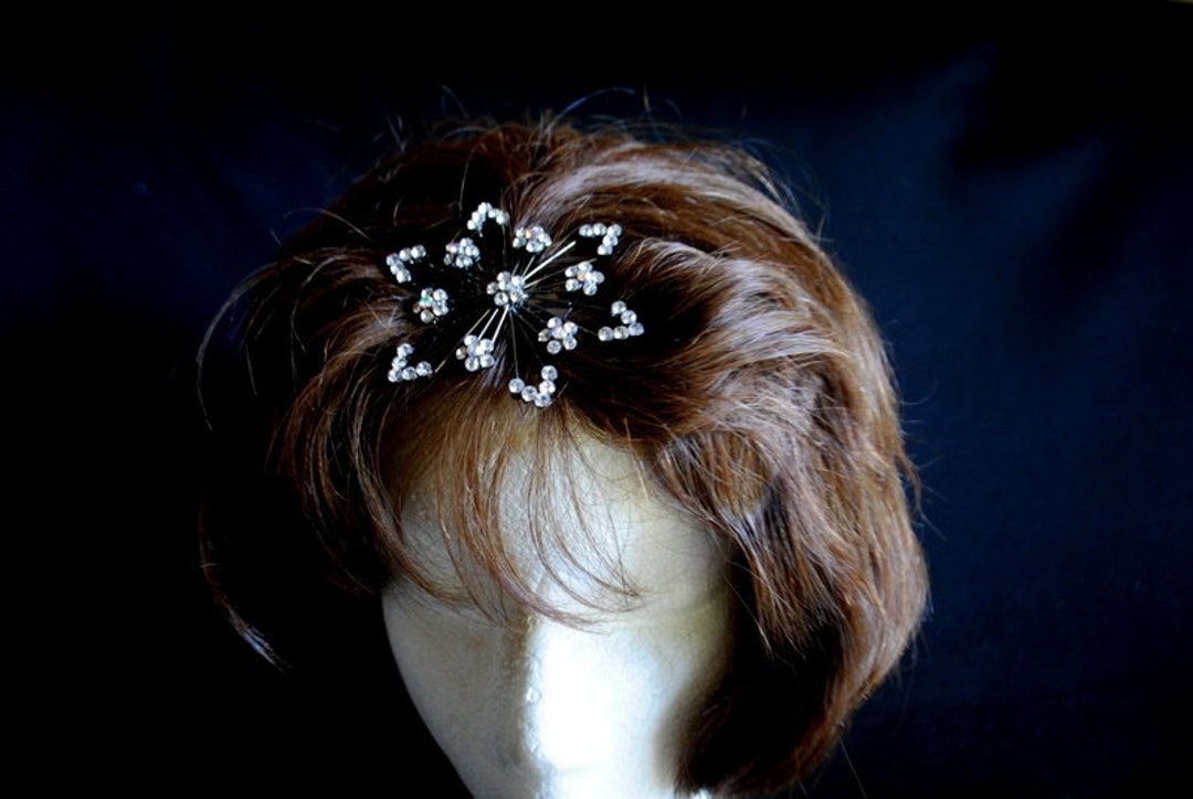 1990 Vintage , Aurora Borealis , Bridal Hair Comb , Star 