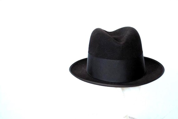 1960 Vintage , Dark Chocolate Brown Wool Felt, Classy Fedora Hat