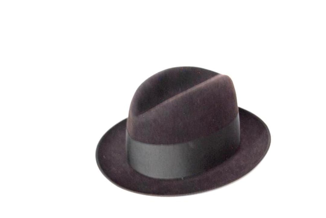 1960 Vintage , Dark Chocolate Brown Wool Felt, Classy Fedora Hat