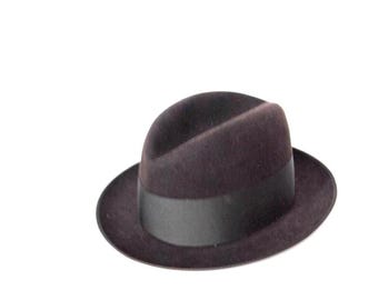 Dobbs ダークブラウン ウール ヴィンテージ ハット 1960 Vintage , Dark Chocolate Brown Wool Felt, Classy Fedora Hat