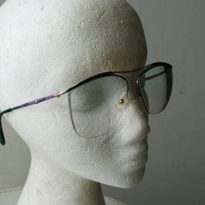 Mod vintage 70s, aviator , women's, optical, asymmetric lenses eye glasses with a blush blue shades. image 7