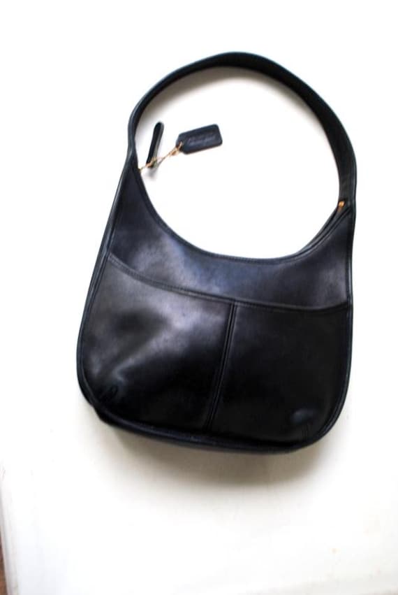 1990 Vintage , Black , Genuine Leather Coach, Ergo Shoulder