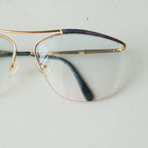Mod vintage 70s, aviator , women's, optical, asymmetric lenses eye glasses with a blush blue shades. image 4