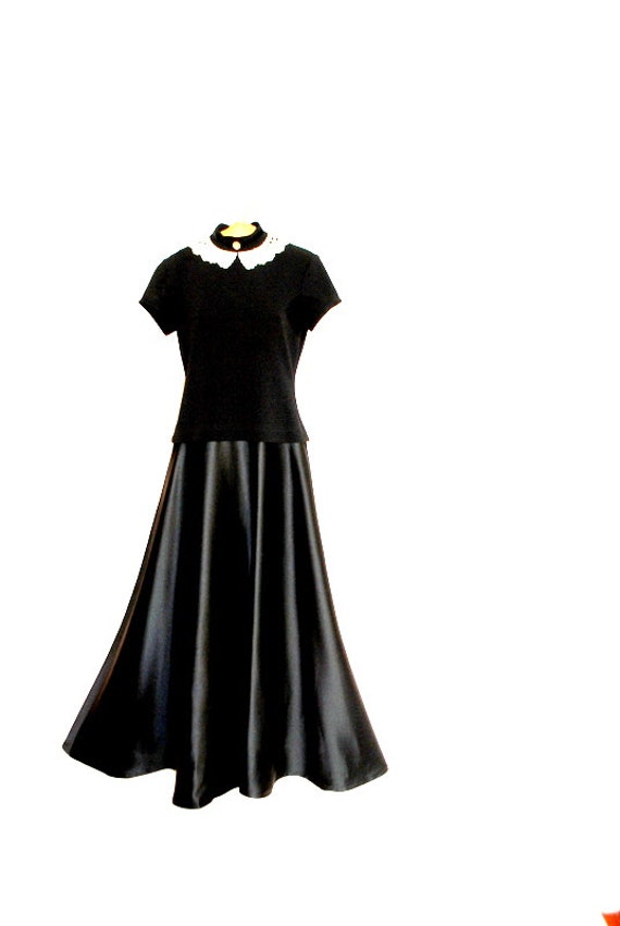 Victorian style vintage 80s black maxi gown with s