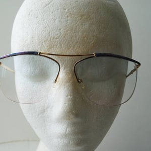 Mod vintage 70s, aviator , women's, optical, asymmetric lenses eye glasses with a blush blue shades. image 1