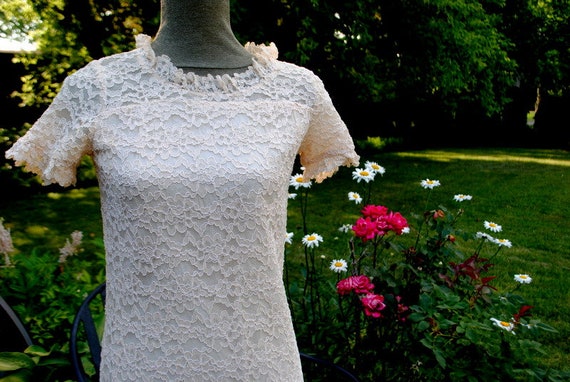 Wedding vintage 60s, mod style , beige-nude , fren