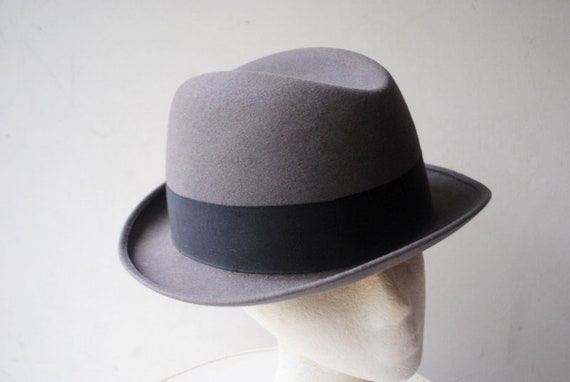 1960 Vintage , Gray High Quality Felt, Luxurious Fedora Hat With