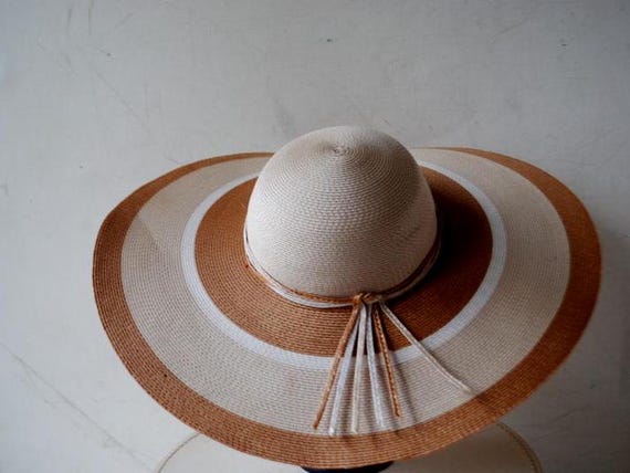Cream Straw Wide-Brim Hat with Brown Band Montana | Womens Straw Cowgirl Hat with Western Hat Band  main image 3