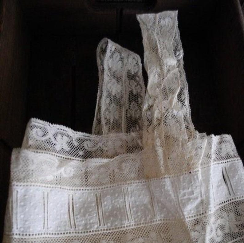 Victorian 1880s Cotton Lace Bodysuit, Antique Bridal Lingerie, Size 6 image 1